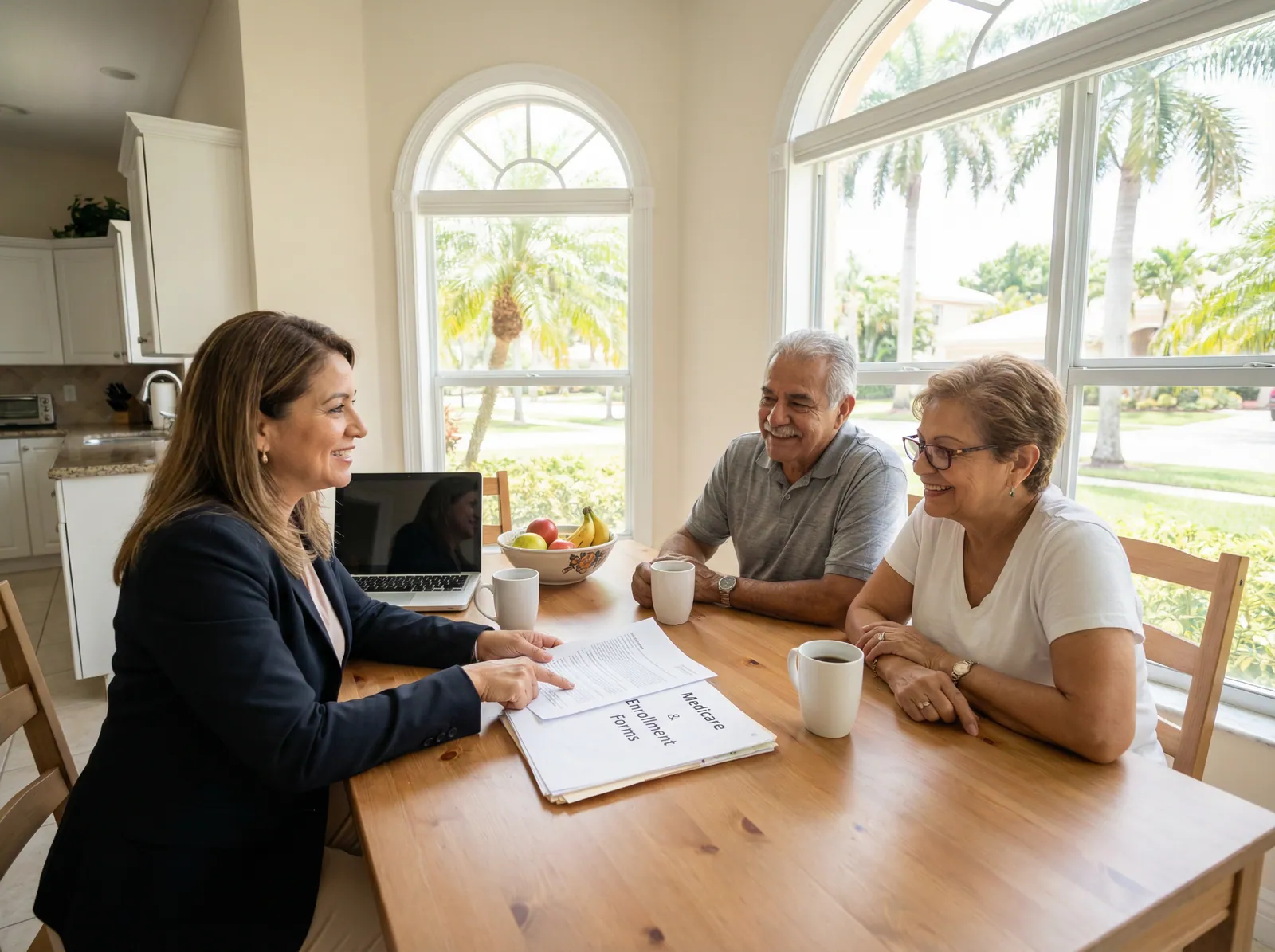 Insurance agent helping clients